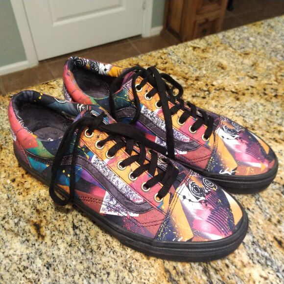 Vans Old Skool Low Abstract Multicolor Skate Shoes Men's Size 10 721454 - Picture 2 of 12